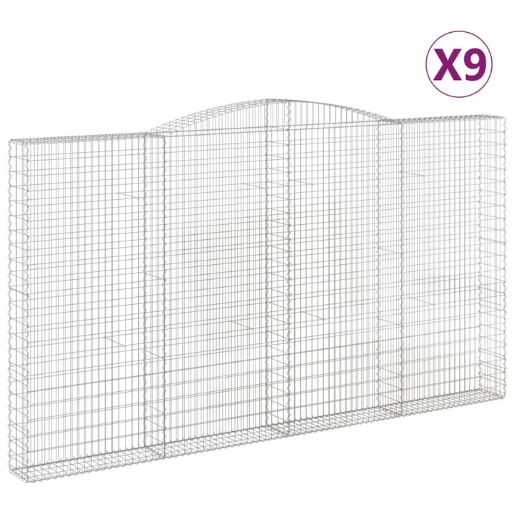 buede gabionkurve 9 stk. 400x30x220/240 cm galvaniseret jern