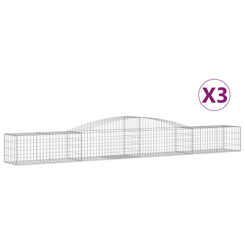 buede gabionkurve 3 stk. 400x50x40/60 cm galvaniseret jern