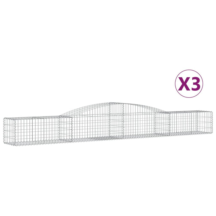 buede gabionkurve 3 stk. 400x50x40/60 cm galvaniseret jern