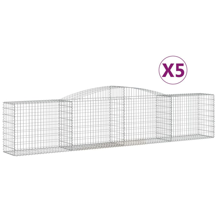 buede gabionkurve 5 stk. 400x50x80/100 cm galvaniseret jern