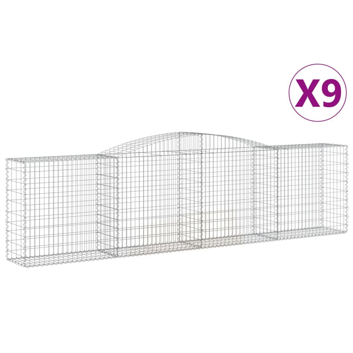 buede gabionkurve 9 stk. 400x50x100/120 cm galvaniseret jern