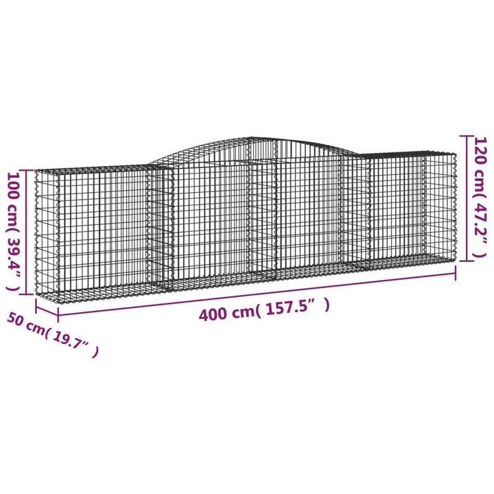 buede gabionkurve 10 stk. 400x50x100/120 cm galvaniseret jern