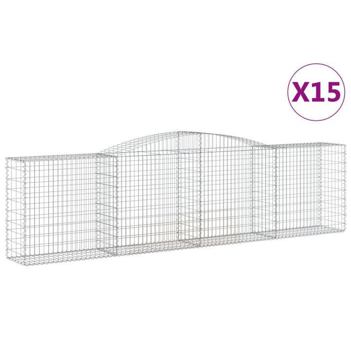 buede gabionkurve 15 stk. 400x50x100/120 cm galvaniseret jern