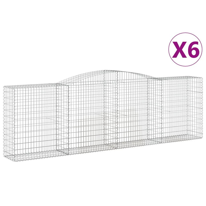 buede gabionkurve 6 stk. 400x50x120/140 cm galvaniseret jern