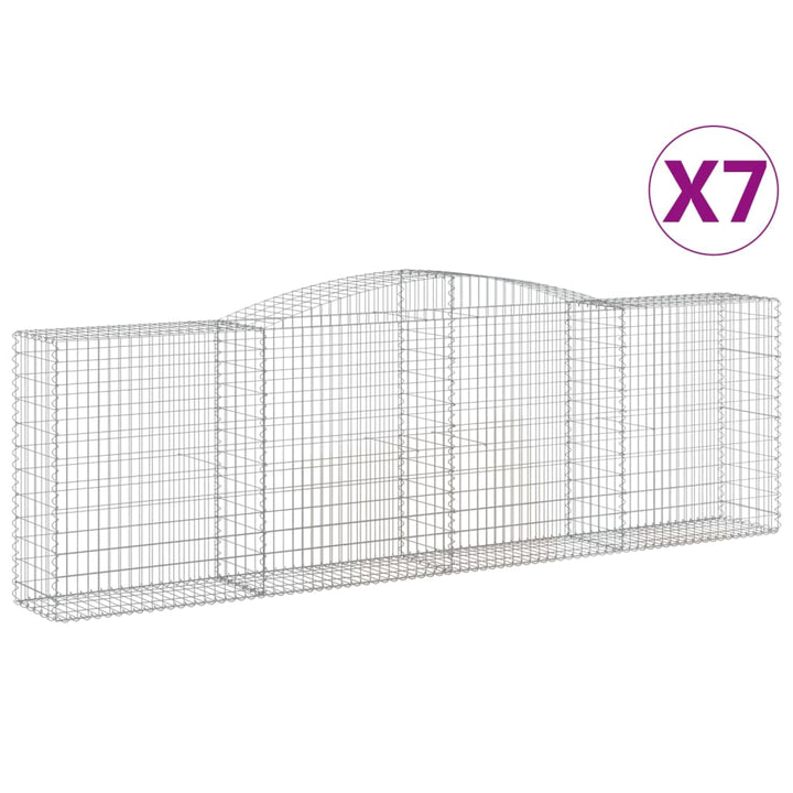 buede gabionkurve 7 stk. 400x50x120/140 cm galvaniseret jern