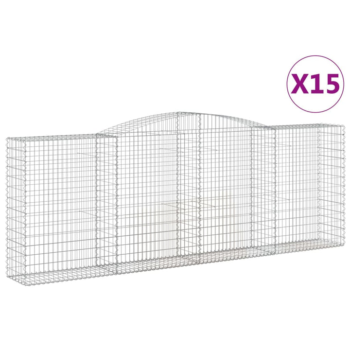 buede gabionkurve 15 stk. 400x50x140/160 cm galvaniseret jern