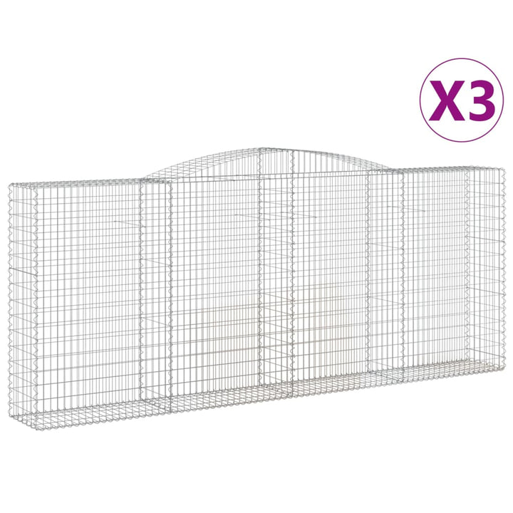 buede gabionkurve 3 stk. 400x50x160/180 cm galvaniseret jern