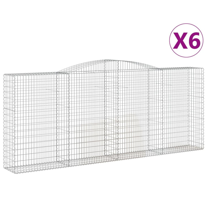 buede gabionkurve 6 stk. 400x50x160/180 cm galvaniseret jern
