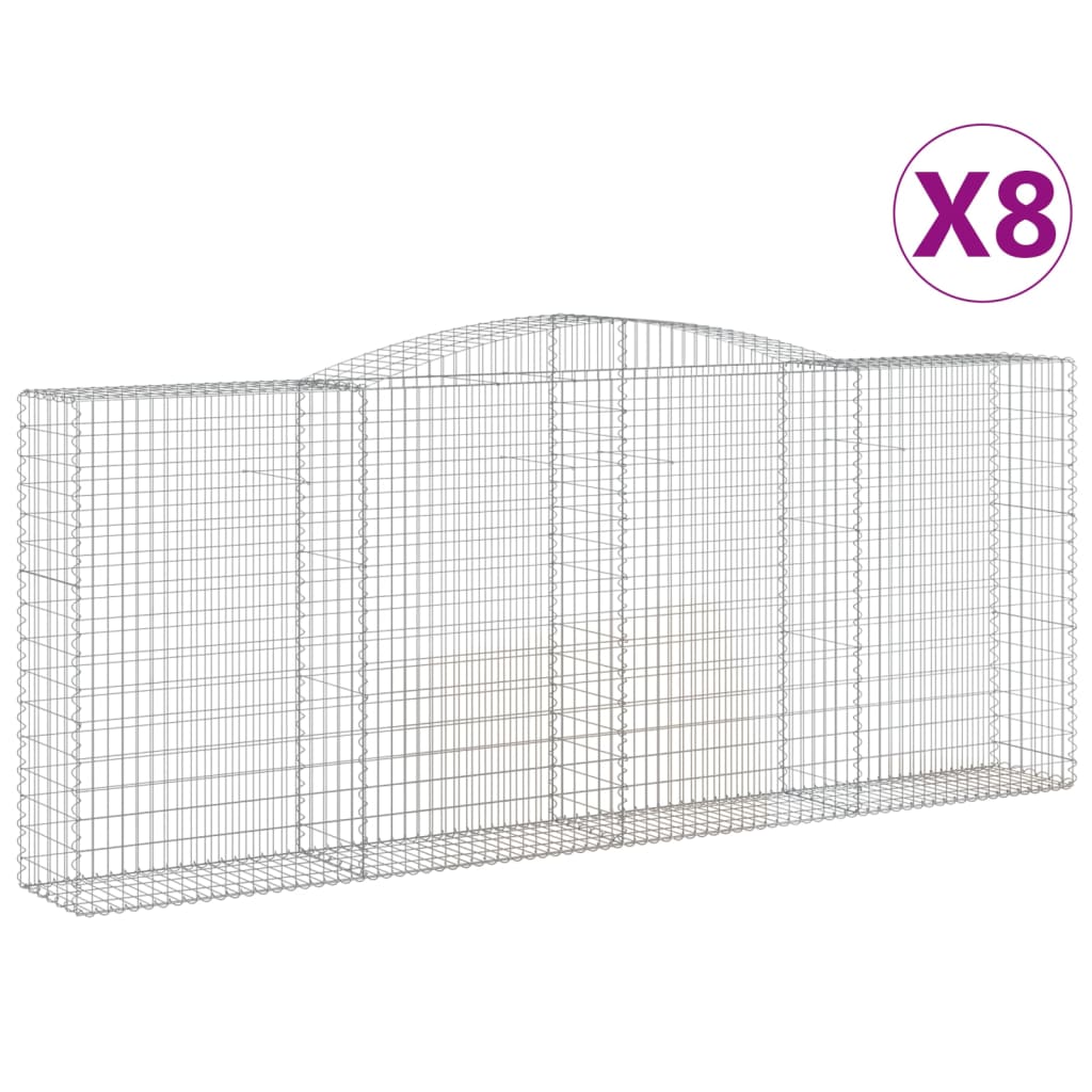 buede gabionkurve 8 stk. 400x50x160/180 cm galvaniseret jern