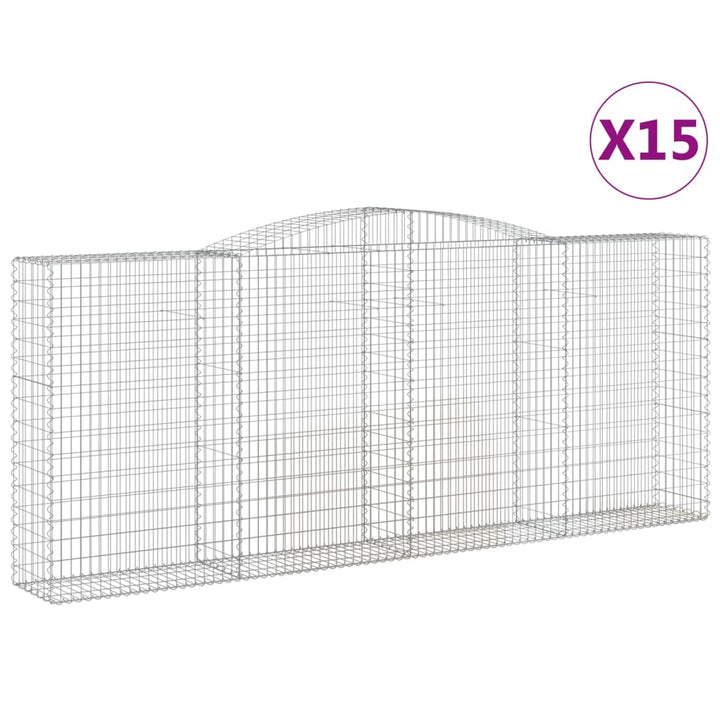 buede gabionkurve 15 stk. 400x50x160/180 cm galvaniseret jern