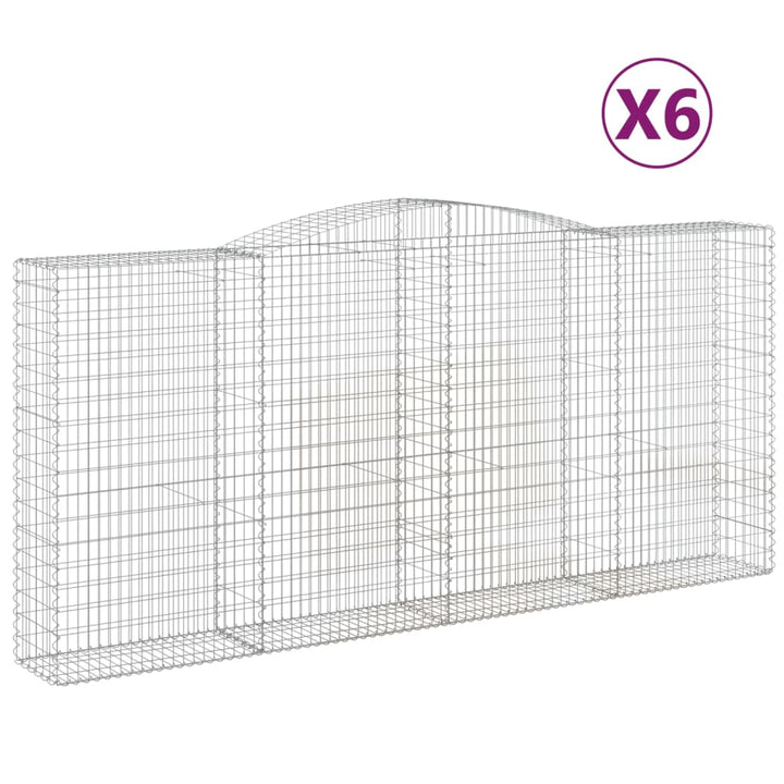 buede gabionkurve 6 stk. 400x50x180/200 cm galvaniseret jern