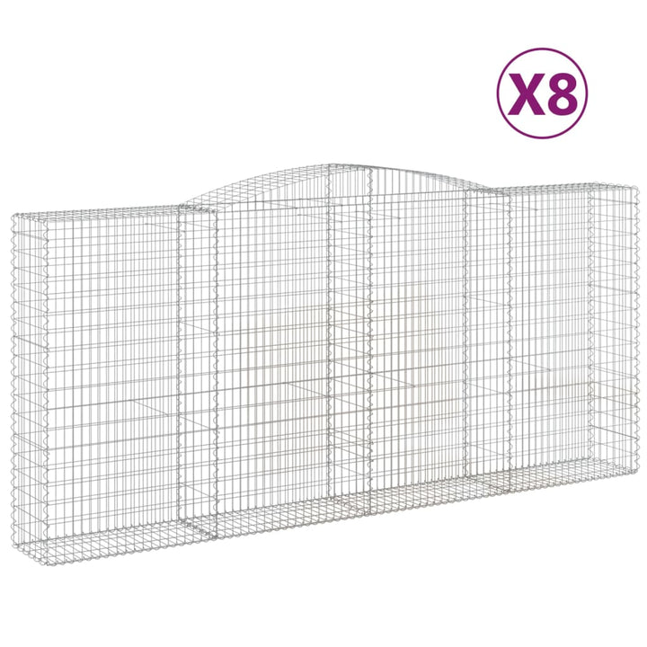 buede gabionkurve 8 stk. 400x50x180/200 cm galvaniseret jern