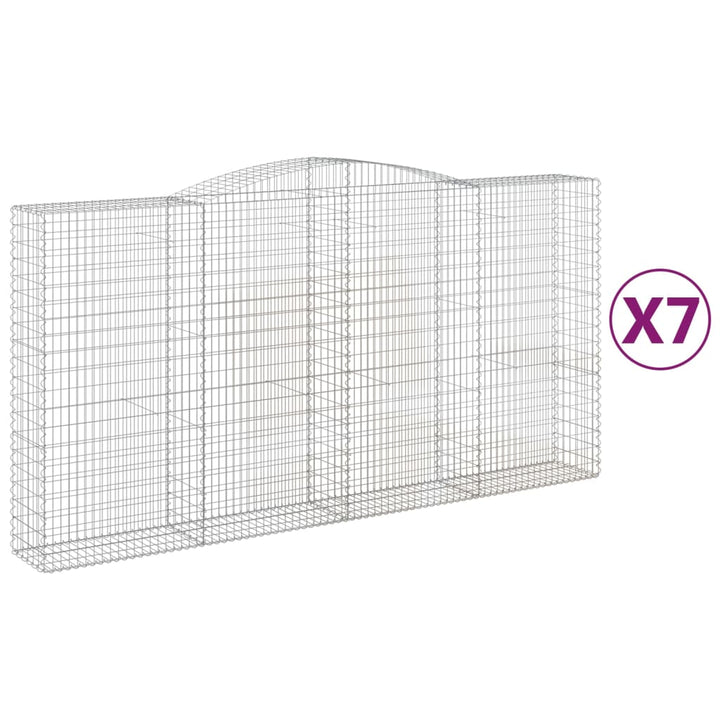 buede gabionkurve 7 stk. 400x50x200/220 cm galvaniseret jern