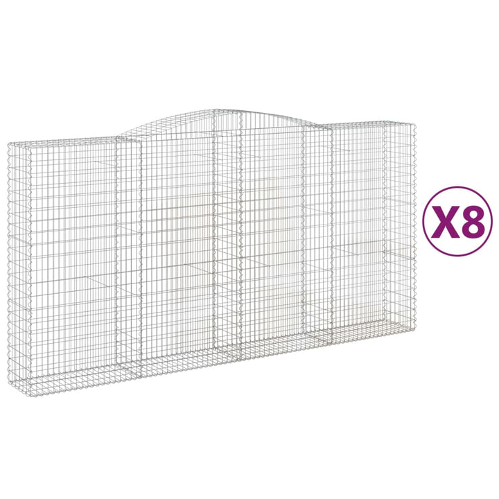 buede gabionkurve 8 stk. 400x50x200/220 cm galvaniseret jern
