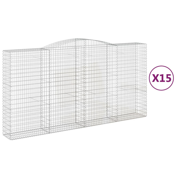 buede gabionkurve 15 stk. 400x50x200/220 cm galvaniseret jern