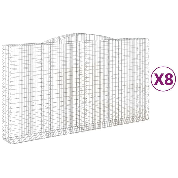 buede gabionkurve 8 stk. 400x50x220/240 cm galvaniseret jern