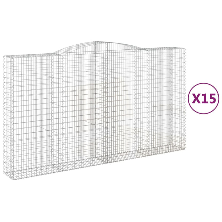 buede gabionkurve 15 stk. 400x50x220/240 cm galvaniseret jern