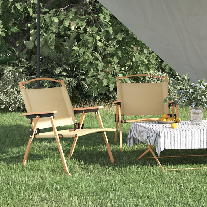 campingstole 2 stk. 54x43x59 cm oxfordstof beige