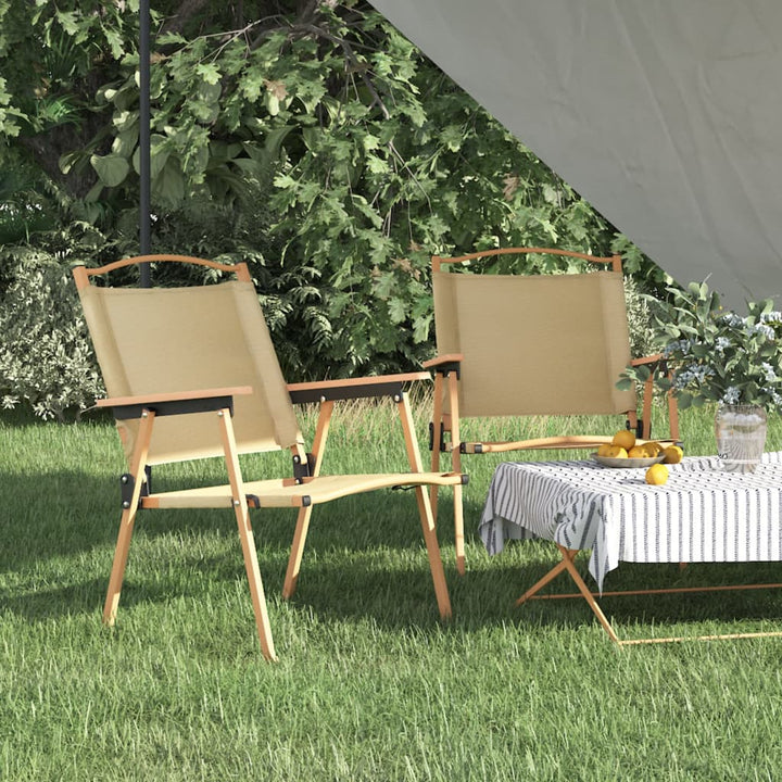 campingstole 2 stk. 54x55x78 cm oxfordstof beige