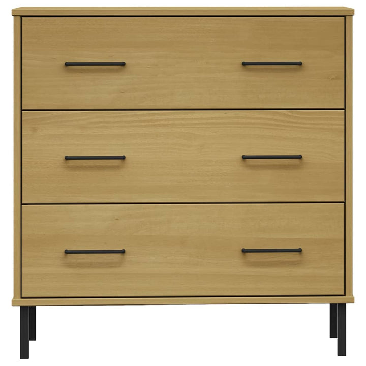 skænk med 3 skuffer OSLO 77x40x79,5 cm massivt træ brun