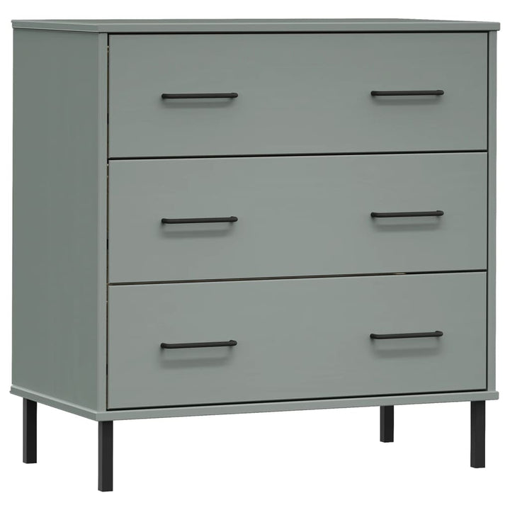 skænk med 3 skuffer OSLO 77x40x79,5 cm massivt træ grå