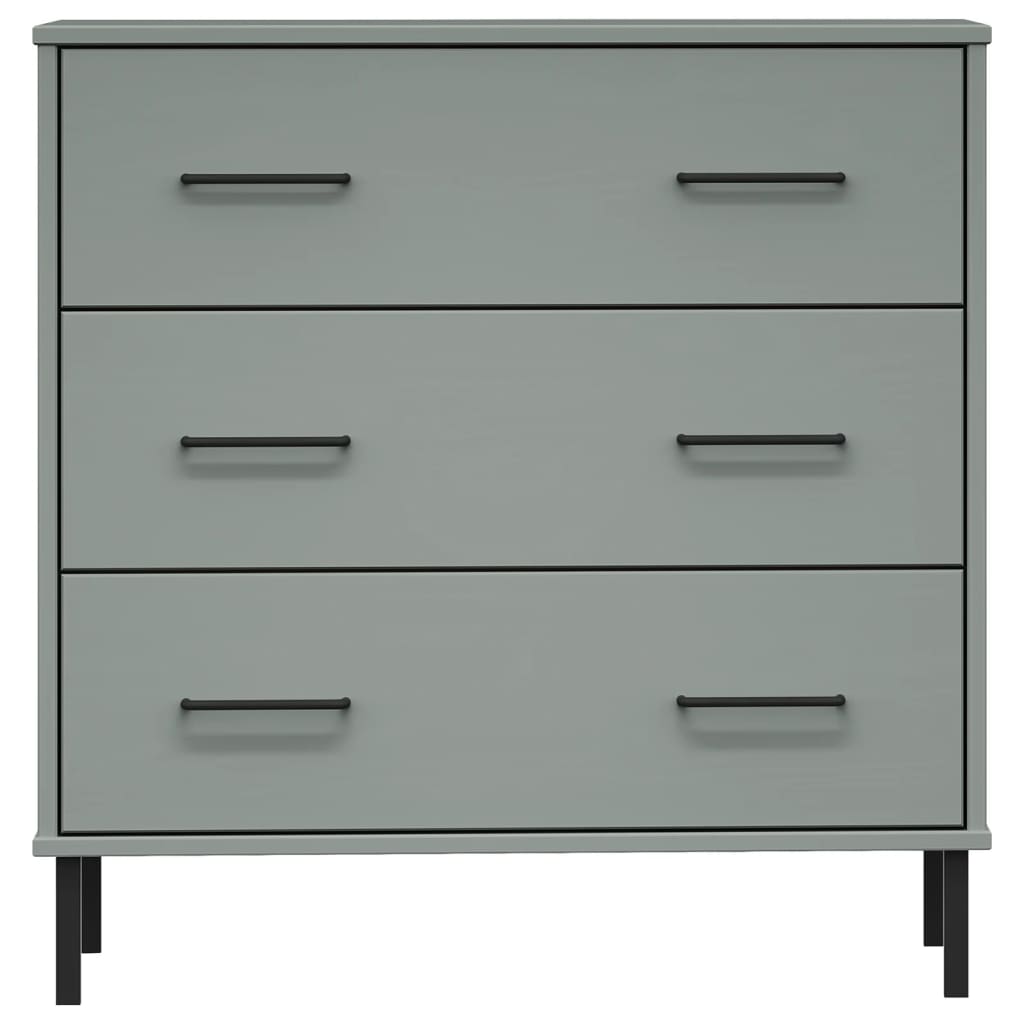 skænk med 3 skuffer OSLO 77x40x79,5 cm massivt træ grå