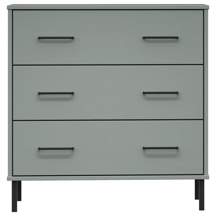 skænk med 3 skuffer OSLO 77x40x79,5 cm massivt træ grå