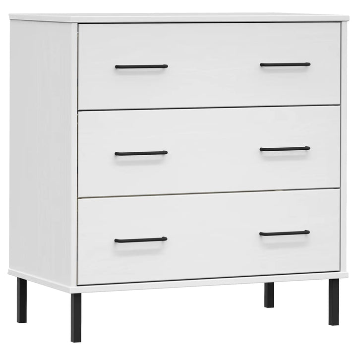 skænk med 3 skuffer OSLO 77x40x79,5 cm massivt træ hvid
