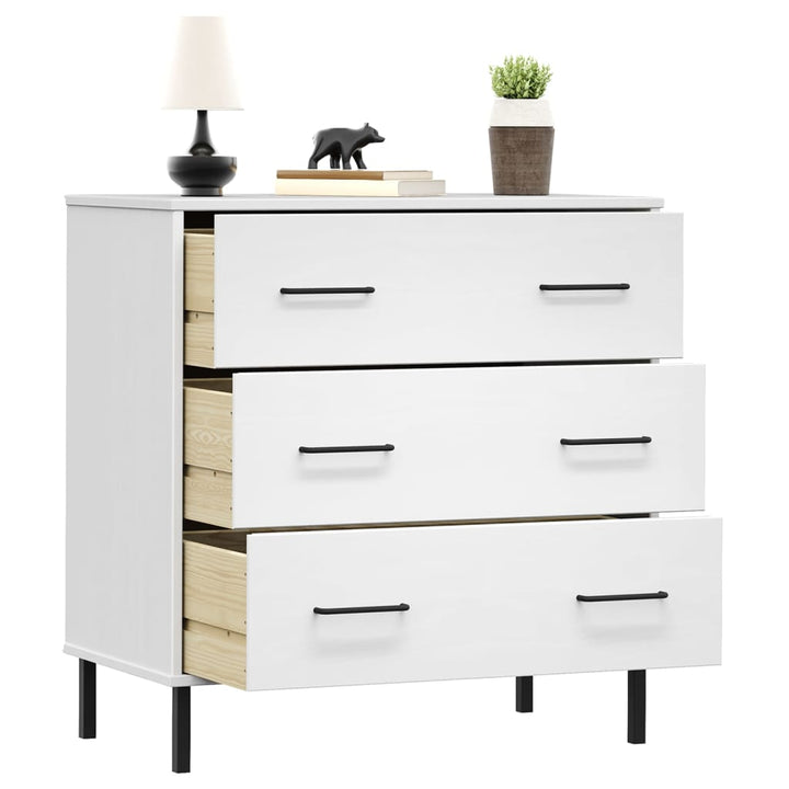 skænk med 3 skuffer OSLO 77x40x79,5 cm massivt træ hvid
