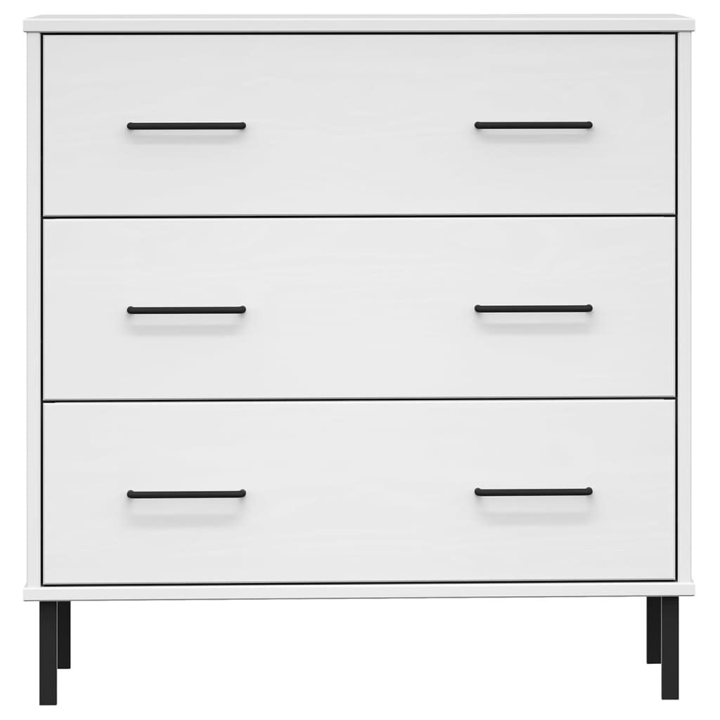 skænk med 3 skuffer OSLO 77x40x79,5 cm massivt træ hvid