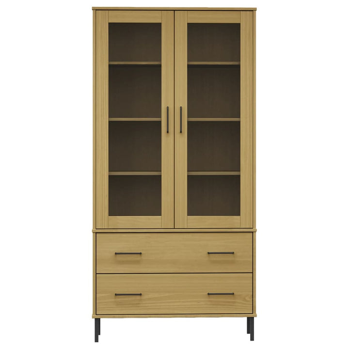 bogskab med metalben OSLO 85x35x172,5 cm massivt træ brun