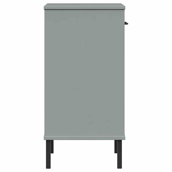 konsolbord med metalben OSLO massivt fyrretræ grå