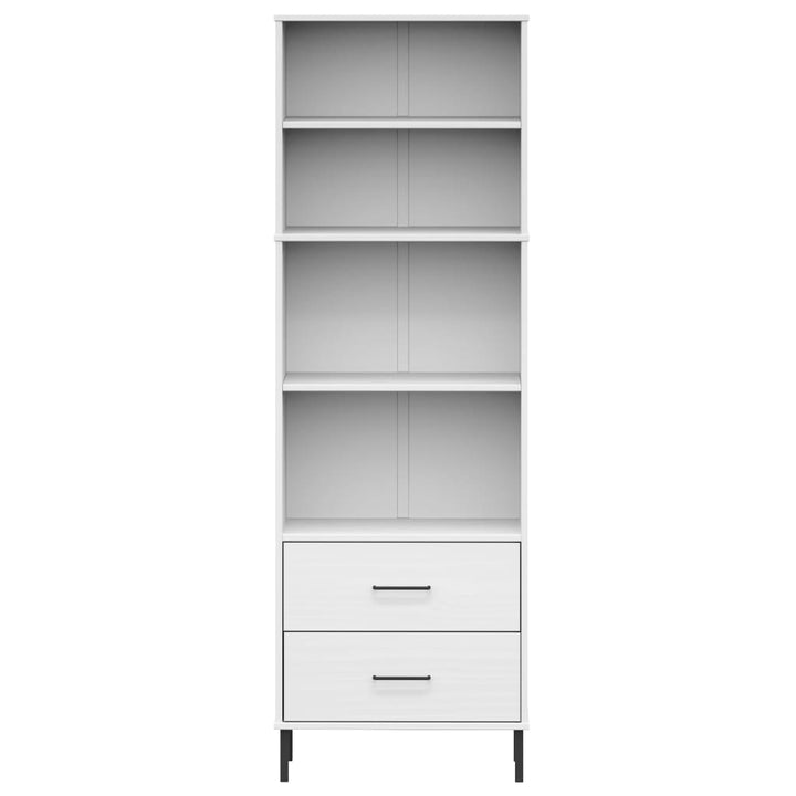 bogreol med 2 skuffer OSLO 60x35x180 cm massivt træ hvid