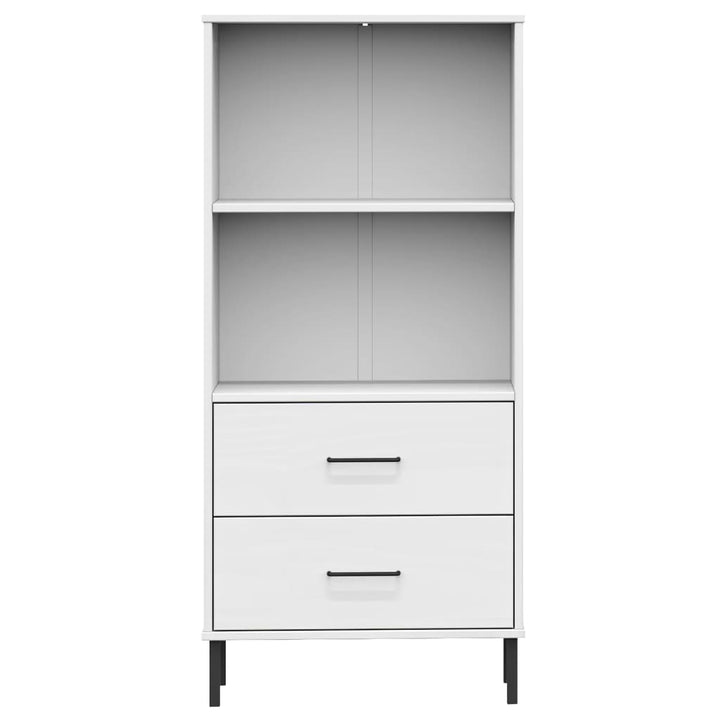 bogreol med 2 skuffer OSLO 60x35x128,5 cm massivt træ hvid