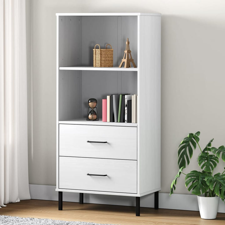 bogreol med 2 skuffer OSLO 60x35x128,5 cm massivt træ hvid