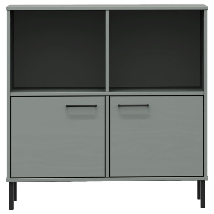bogskab med metalben OSLO 90x35x128,5 cm massivt træ grå