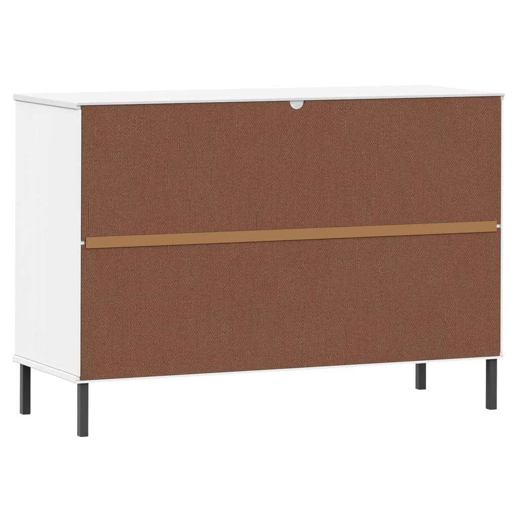 skænk med metalben OSLO 113x40x77 cm massivt træ hvid