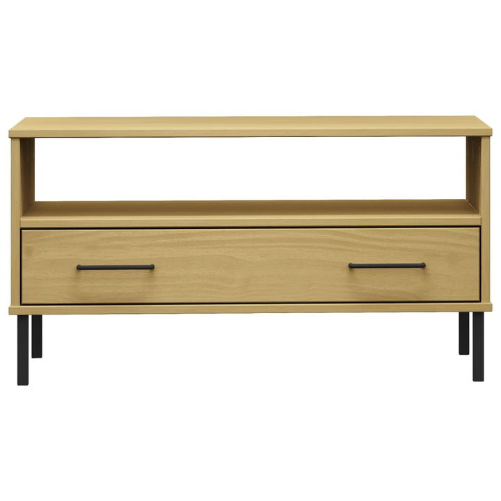 sofabord med metalben OSLO 85x50x45 cm massivt træ brun