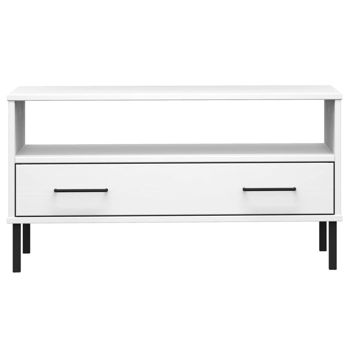 sofabord med metalben OSLO 85x50x45 cm massivt træ hvid