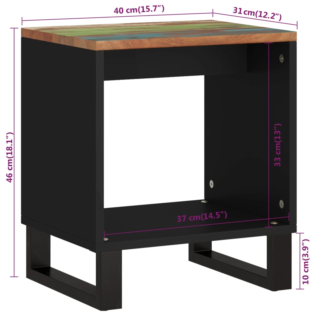 sofabord 40x31x46 cm massivt genbrugstræ og konstrueret træ