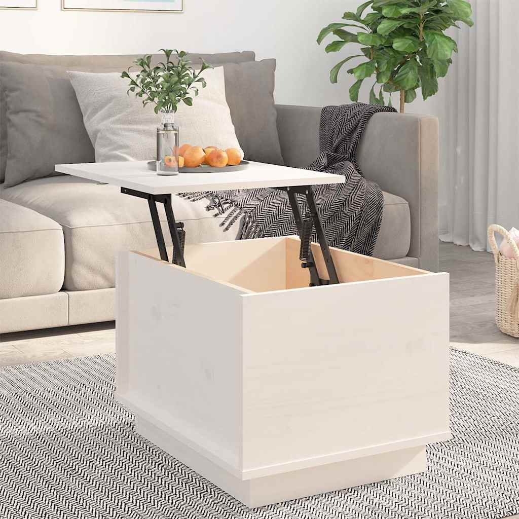 sofabord 40x50x35 cm massivt fyrretræ hvid