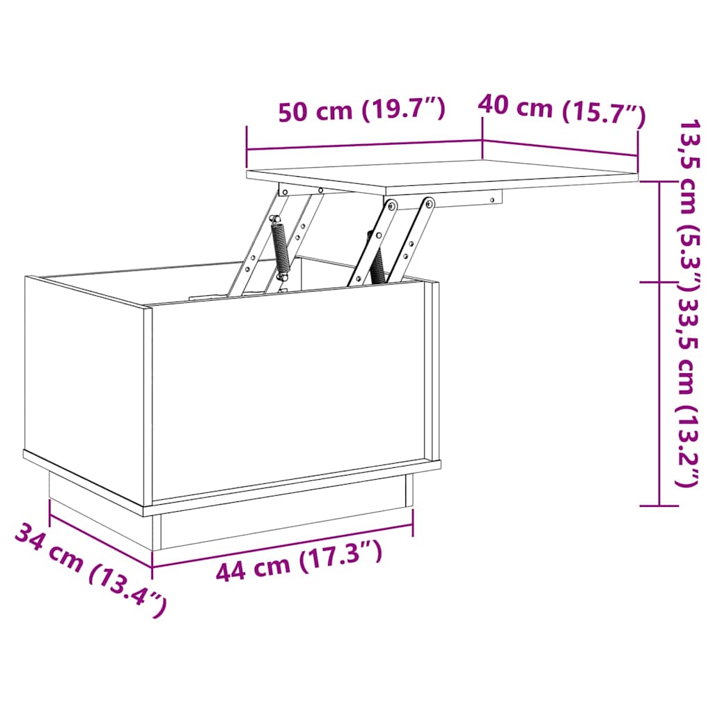 sofabord 40x50x35 cm massivt fyrretræ hvid