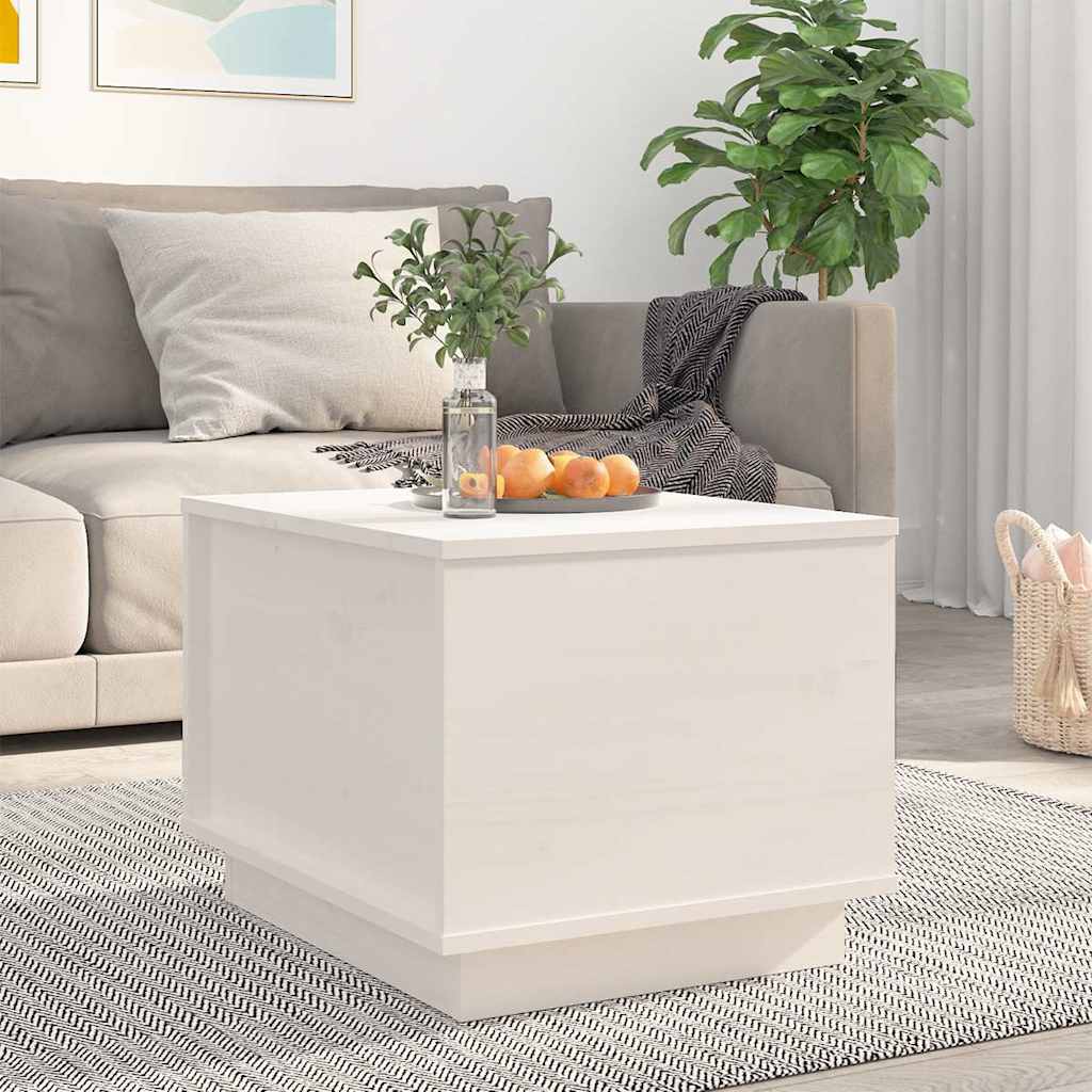 sofabord 40x50x35 cm massivt fyrretræ hvid