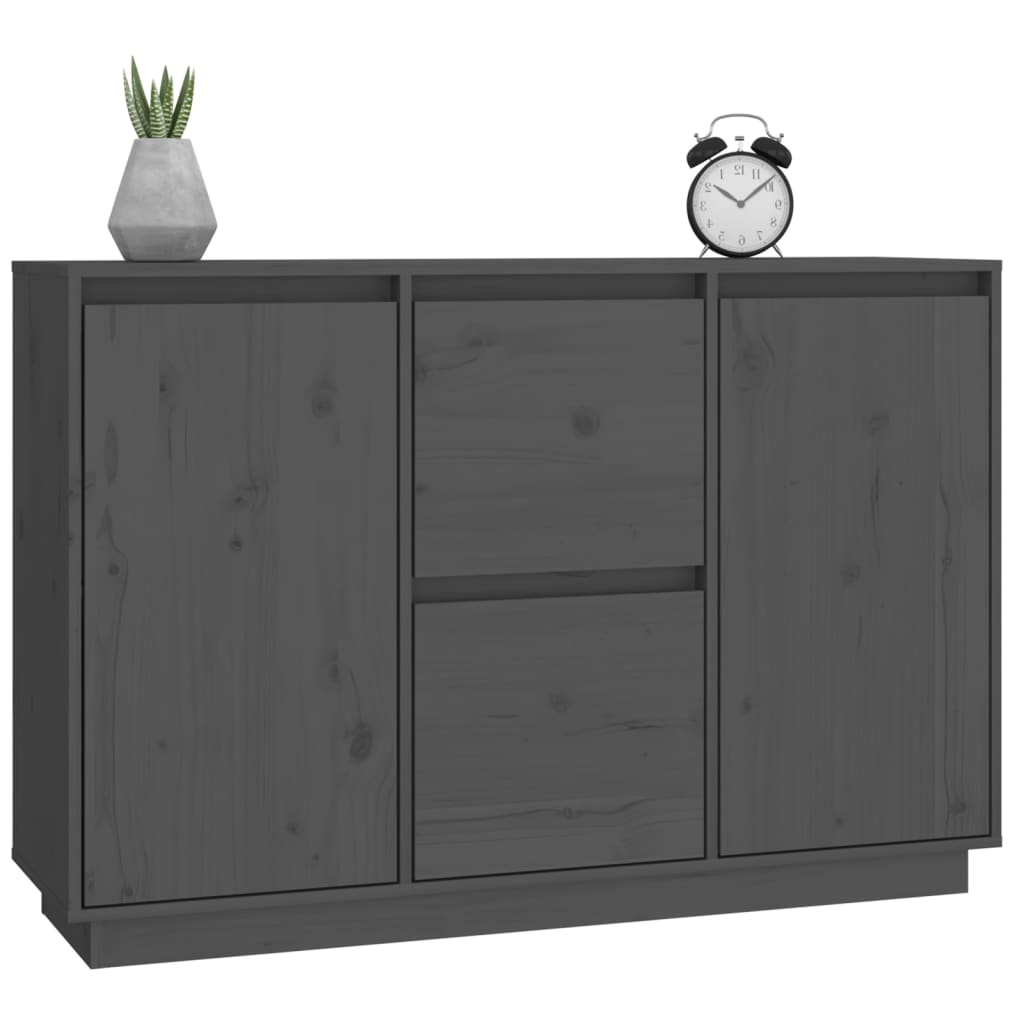 skænk 111x34x75 cm massivt fyrretræ grå