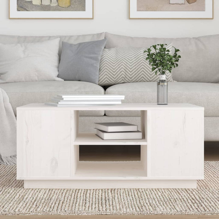 sofabord 90x49x40,5 cm massivt fyrretræ hvid
