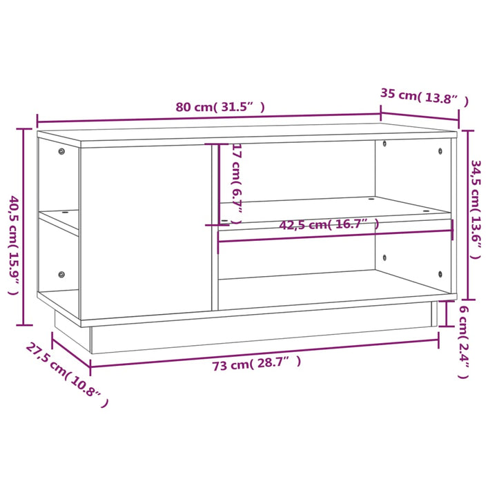 tv-bord 80x35x40,5 cm massivt fyrretræ gyldenbrun