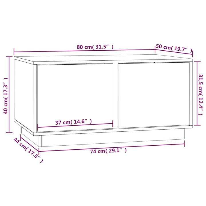 sofabord 80x50x40 cm massivt fyrretræ gyldenbrun