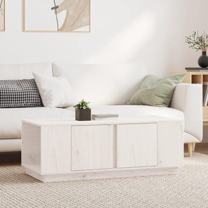 sofabord 110x50x40 cm massivt fyrretræ hvid