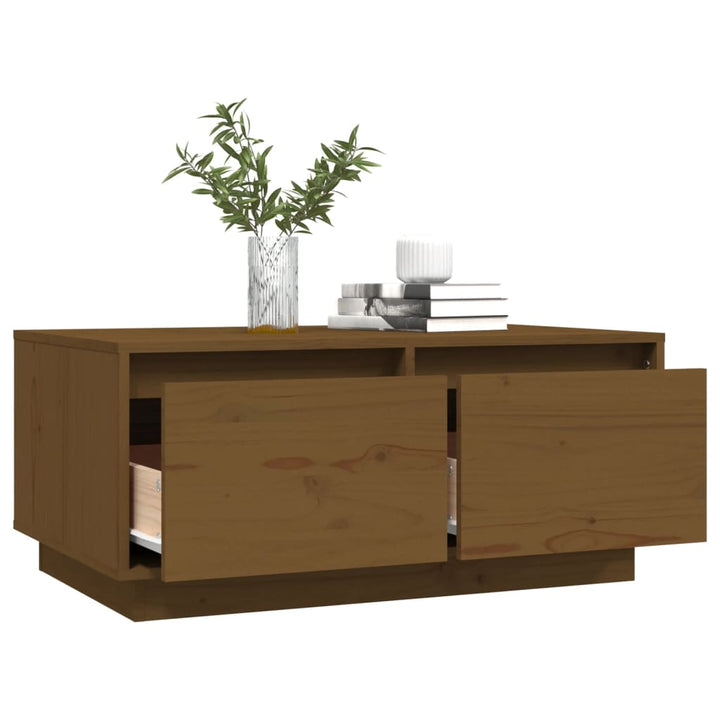 sofabord 80x50x35 cm massivt fyrretræ gyldenbrun