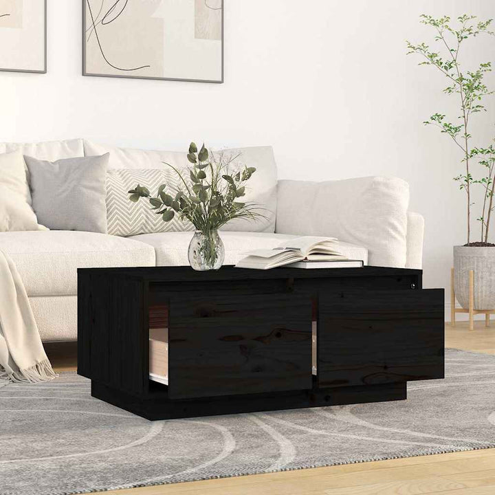 sofabord 80x50x35 cm massivt fyrretræ sort